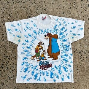 VTG Very Rare 90’s Disney Super Splash Mountain AOP Shirt Size L/XL Made In Usa